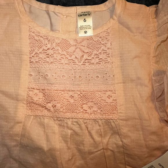 Carter's Girls Pink Eyelet Ruffle Top, Fully Lined, Size 6, Casual Blouse - Picture 8 of 8